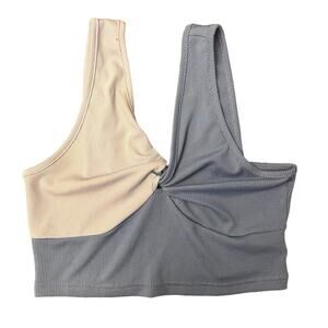 SHEIN Two Colored Blue White Twist Crop Top Sleeveless Medium